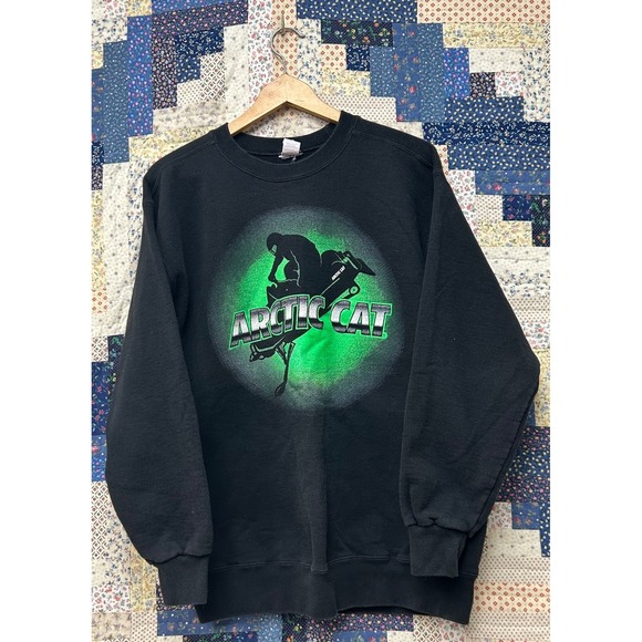 Arctic Cat Other - Vintage 90's Arctic Cat black neon green pullover Retro Snowmobile Graphic